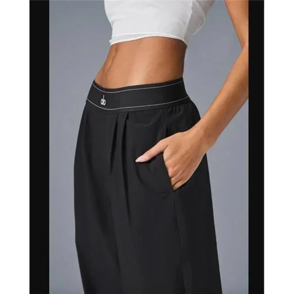 ALO Yoga Black Wide-Leg Trousers - Picture 3 of 8